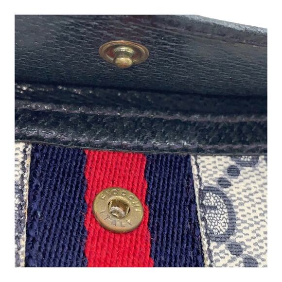 GUCCI Vintage Interlocking G GG Supreme PVC Leather Navy Bi-fold Wallet Boxed - Picture 7 of 15
